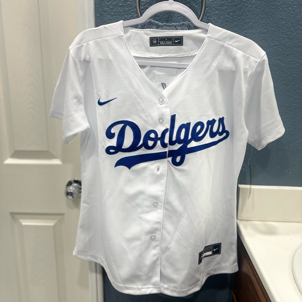 Nike White & Blue Dodgers Kids Replica Jersey
